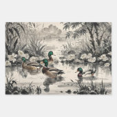 Mallard Ducks Chinese Illustratie Print Inpakpapier Vel (Voorkant)