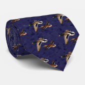 Mallard Ducks Flying Navy Blue Stropdas (Opgerold)