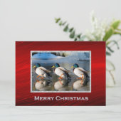 Mallard Ducks Ice Foto Kerst Flat Feestdagenkaart (Staand voorkant)