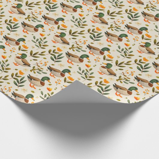 Mallard Ducks In Een Bospatroon Cadeaupapier (Hoek)