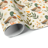Mallard Ducks In Een Bospatroon Cadeaupapier (Rol Hoek)