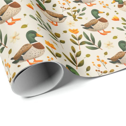 Mallard Ducks In Een Bospatroon Cadeaupapier (Rol Hoek)