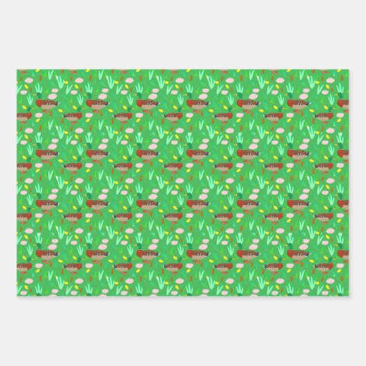 Mallard Ducks in een moeras patroon Inpakpapier Vel (Voorkant 2)