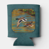 Mallard Ducks in Flight Blauwgroen Blikjeskoeler (Achterkant)