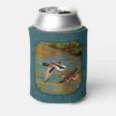 Mallard Ducks in Flight Blauwgroen Blikjeskoeler (Blikje Achterkant)