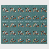 Mallard Ducks in Flight Blauwgroen Cadeaupapier (Vlak)