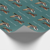 Mallard Ducks in Flight Blauwgroen Cadeaupapier (Hoek)