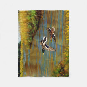Mallard Ducks in Flight Blauwgroen Fleece Deken