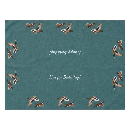 Mallard Ducks in Flight Blauwgroen Tafelkleed (Voorkant (Horizontaal))