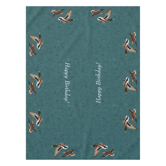 Mallard Ducks in Flight Blauwgroen Tafelkleed (Voorkant)