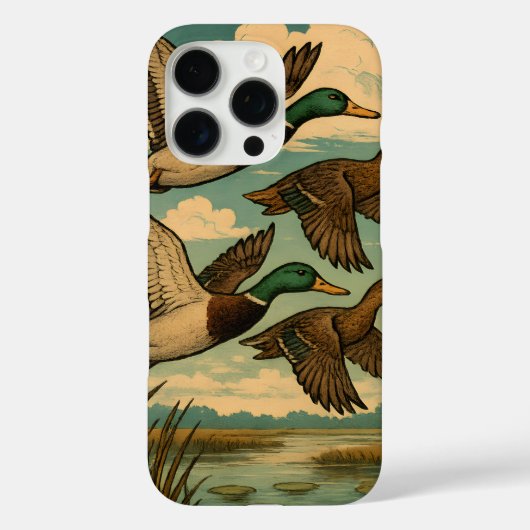 Mallard Ducks in Flight Wildlife Art Case-Mate iPhone Case (Achterkant)