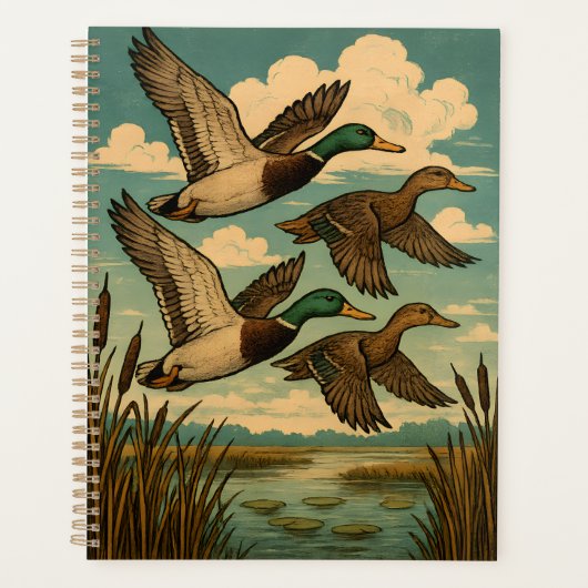 Mallard Ducks in Flight Wildlife Art Planner (Voorkant)
