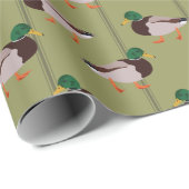 Mallard Ducks met olijfgroene strepen Cadeaupapier (Rol Hoek)