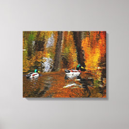 Mallard Ducks op jaarkleuren Canvas Afdruk