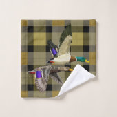 Mallard Ducks Op Jagers Plaid Bad Handdoek (Wasdoekje)