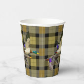 Mallard Ducks op Plaid Papieren Bekers (Rechts)