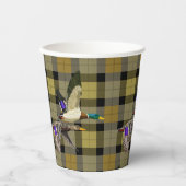Mallard Ducks op Plaid Papieren Bekers (Voorkant)