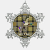 Mallard Ducks op Plaid Tin Sneeuwvlok Ornament (Voorkant)