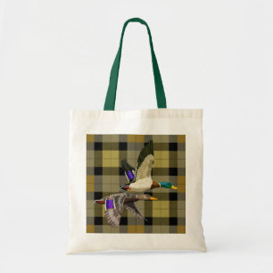 Mallard Ducks op Plaid Tote Bag