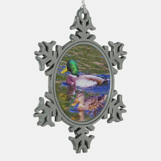 Mallard Ducks Tin Sneeuwvlok Ornament (Links)