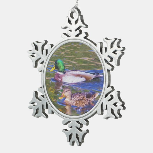 Mallard Ducks Tin Sneeuwvlok Ornament (Rechts)