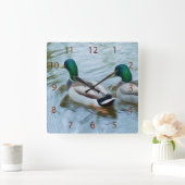 Mallard Ducks Vierkante Klok (Huis)