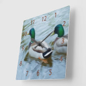 Mallard Ducks Vierkante Klok (Hoek)