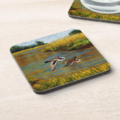 Mallard Ducks vliegen over de hond Bier Onderzetter (Linkerzijde)