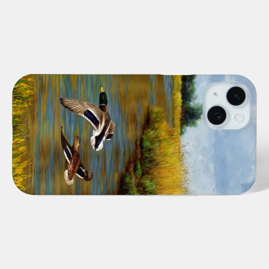 Mallard Ducks vliegen over de hond Case-Mate iPhone Case (Achterkant (horizontaal))