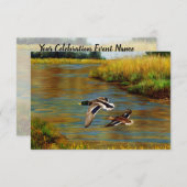 Mallard Ducks vliegen over de hond Kaart (Voorkant / Achterkant)