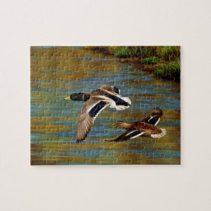 Mallard Ducks vliegen over de hond Legpuzzel