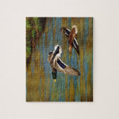 Mallard Ducks vliegen over de hond Legpuzzel (Verticaal)