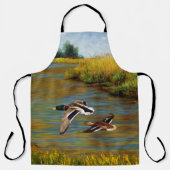 Mallard Ducks vliegen over de hond Schort (Voorkant)