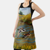 Mallard Ducks vliegen over de hond Schort (Insitu)