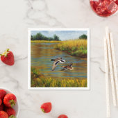 Mallard Ducks vliegen over de hond Servet (Insitu)