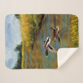 Mallard Ducks vliegen over de hond Sherpa Deken (Voorkant (horizontaal))