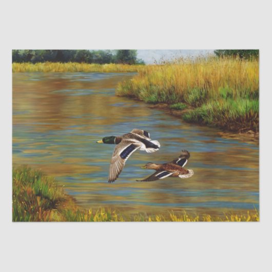 Mallard Ducks Vliegende Vogels Tissuepapier (Voorkant)