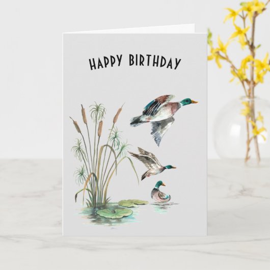 Mallard Ducks voor papa Kaart (Gele Bloem)