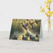 Mallard Ducks voor Vaderdag Kaart (Gele Bloem)