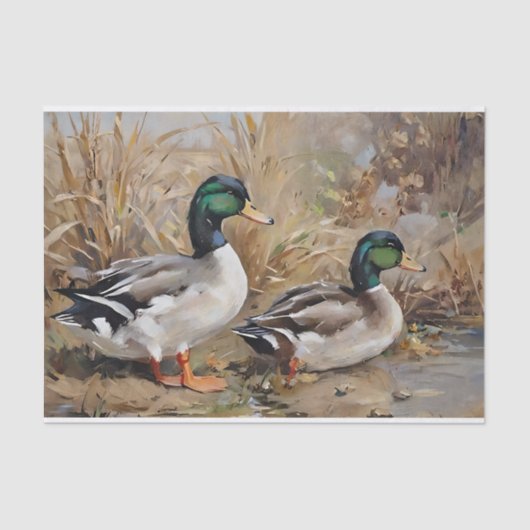 Mallard Ducks Waterverf Decoupage Tissuepapier (Voorkant)