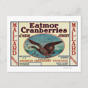 Mallard Eatmor Cranberries Brand Label Briefkaart