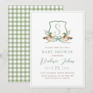 Mallard Eend Crest Monogram Baby Borrel Kaart