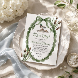 Mallard eend groene jongen baby shower kaart
