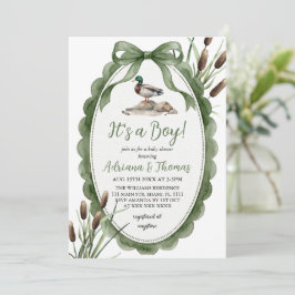 Mallard eend groene jongen baby shower kaart