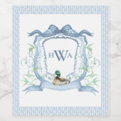 Mallard-eend-monogram Wijn Etiket (Enkel label)