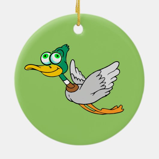 Mallard eend vliegen en jager keramisch ornament (Achterkant)