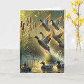 Mallard eenden en staarten Verjaardag Kaart (Gele Bloem)