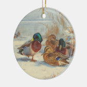 Mallard en blauwgroen in de sneeuw, Vogels Keramisch Ornament (Links)