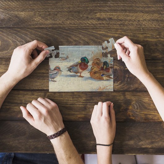 Mallard en blauwgroen in de sneeuw, Vogels Legpuzzel