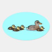 Mallard en vier eenden ovale sticker (Voorkant)